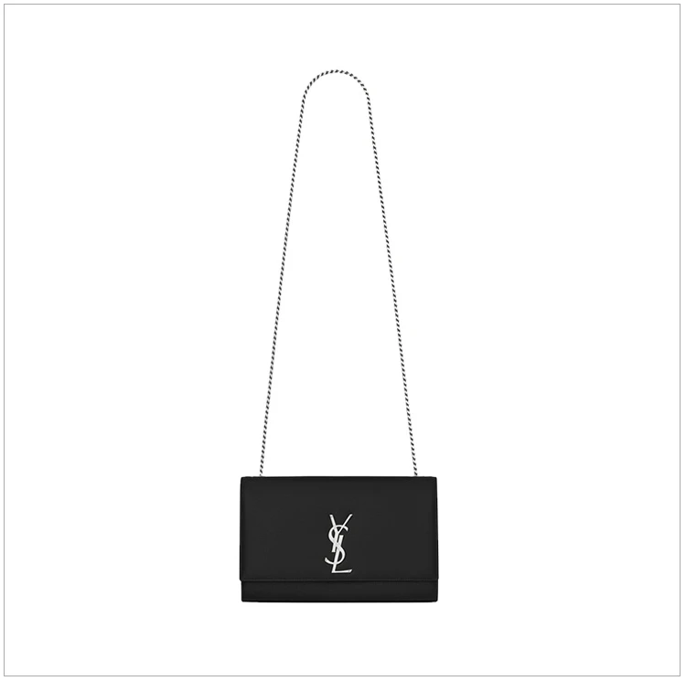 商品[国内直发] Yves Saint Laurent|YSL 圣罗兰 女士经典中号黑色粒纹牛皮金属logo单肩斜挎包 364021-BOW0N-1000,价格¥17142,第4张图片详细描述