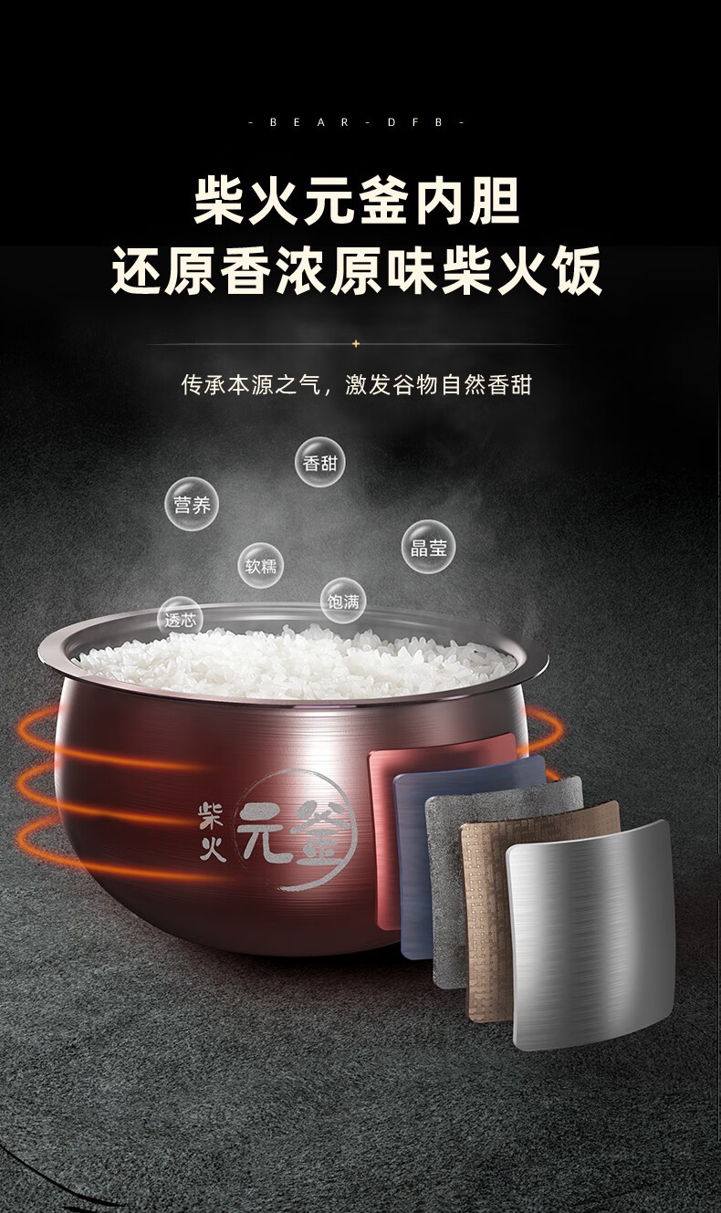 商品[国内直发] Bear|小熊（bear）电饭煲电饭锅家用多功能全自动煮饭锅【ZMD安心系列】 DFB-Q40G5 4L,价格¥424,第3张图片详细描述