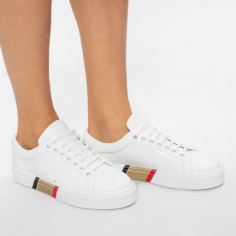 商品Burberry|奥莱 博柏利 男士皮革条纹装饰运动鞋(3色可选）,价格¥3201,第3张图片详细描述