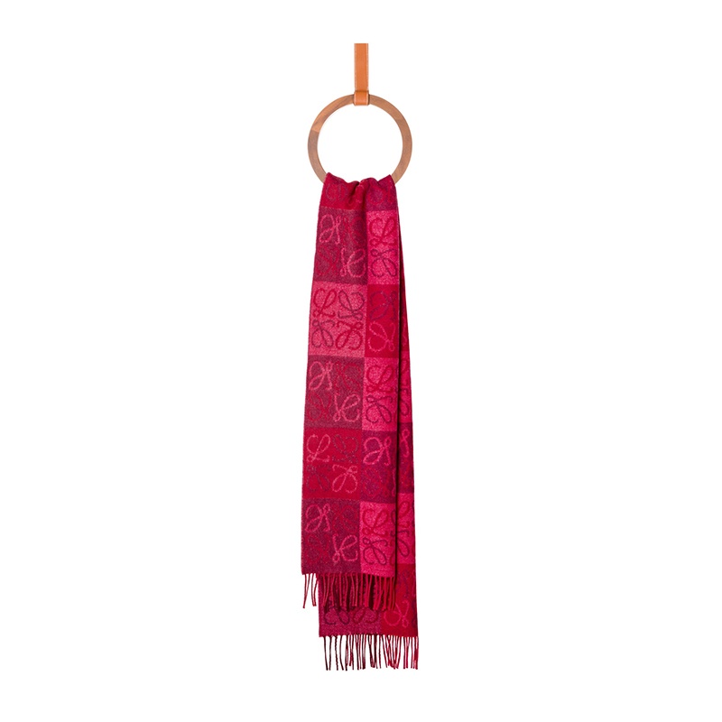 商品Loewe|LOEWE/罗意威23新款 男女红色羊毛和羊绒棋盘格围巾,价格¥2962,第2张图片详细描述