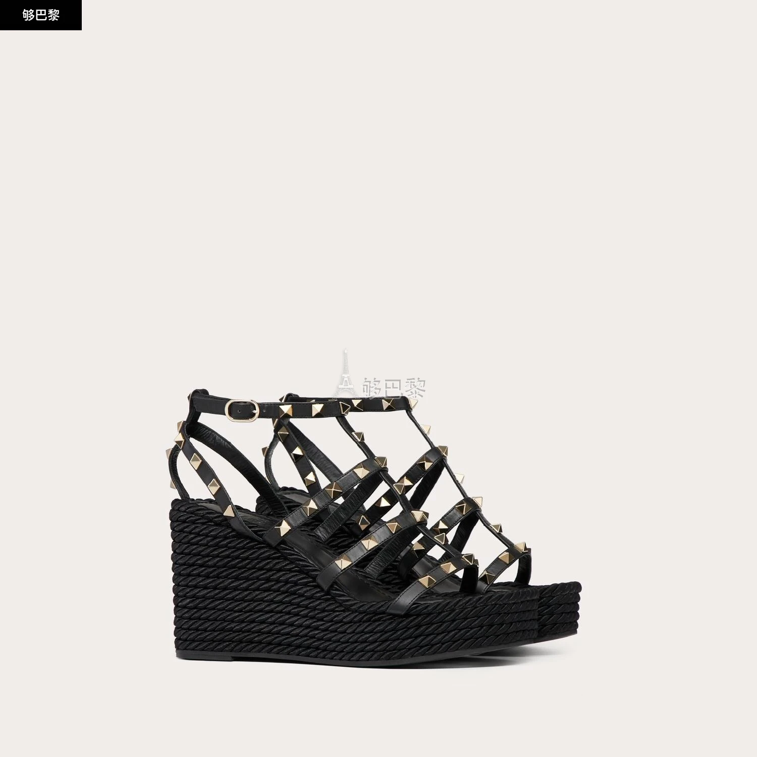 商品Valentino|【预售】 华伦天奴 25春夏 女士 坡跟鞋 SANDALES COMPENSÉES ROCKSTUD À BRIDES EN VEAU. TALON : 95 MM 4W2S0F95BAE_0NO ,价格¥6855,第5张图片详细描述