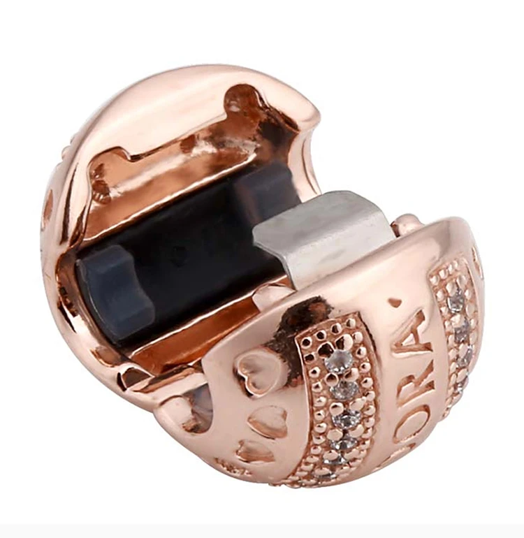 商品PANDORA|PANDORA 潘多拉 玫瑰金PANDORA徽标爱心固定夹 787433CZ,价格¥208,第6张图片详细描述