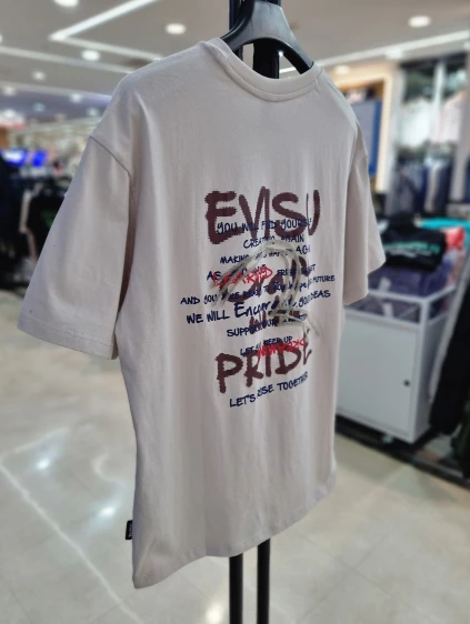 商品Evisu|【享贝家】（国内现货-QD）EVISU 福神 后背字母图案休闲圆领短袖T恤 男女同款 EU1UTS701,价格¥196,第3张图片详细描述