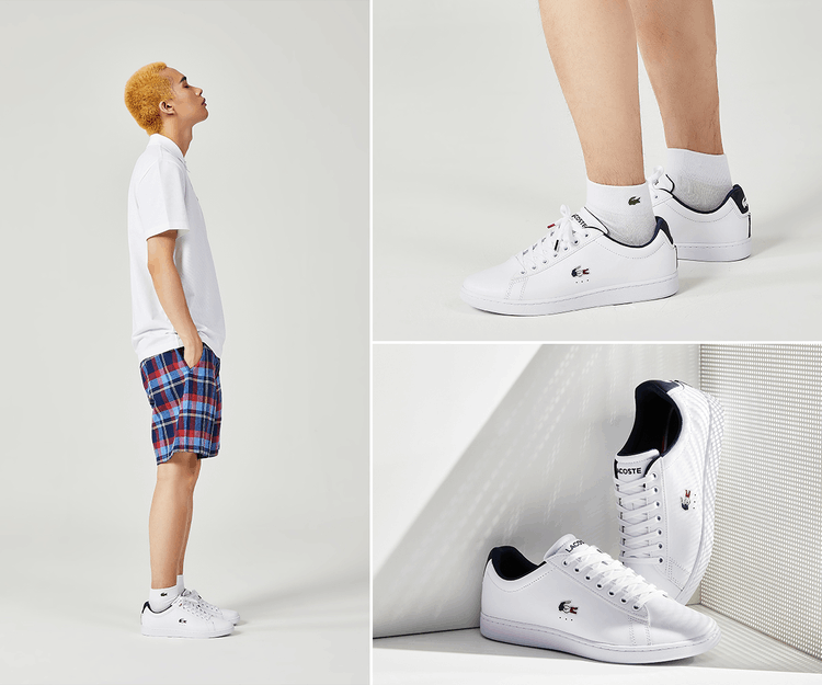 商品Lacoste|【韩国直邮|包邮包税】法国鳄鱼 CARNABY EVO TRI1 男生  运动鞋 SNEAKERS  7-39SMA0033 WHT/NVY/RED,价格¥813,第2张图片详细描述