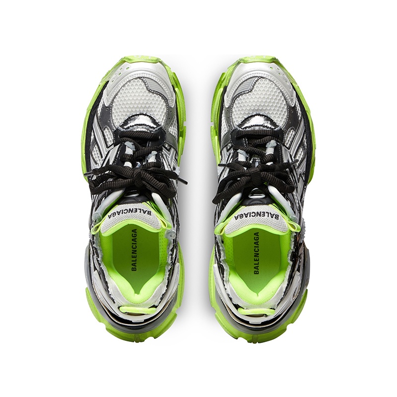 商品Balenciaga|巴黎世家 Runner系男黑银色聚氨酯访旧运动鞋,价格¥9705,第2张图片详细描述