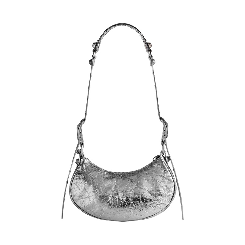 商品Balenciaga|Balenciaga/巴黎世家 春夏新款 LE CAGOLE系列 女士XS号银色小羊皮复古银色饰面单肩包6713090GT3Y8103,价格¥17055,第3张图片详细描述