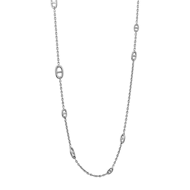 商品Hermes| HERMES/爱马仕 经典Farandole 120系列 925纯银猪鼻子长项链H104568B,价格¥10674,第2张图片详细描述
