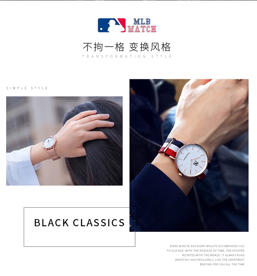商品[国内直发] MLB|正品MLB美职棒手表女ins风 时尚潮流简约气质超薄学生女表SD024,价格¥592,第9张图片详细描述