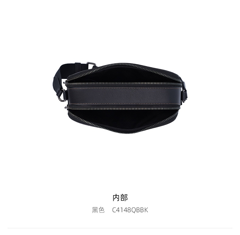 商品[国内直发] Coach|COACH 奥莱款小号男士皮质单肩斜挎包 C4148QBBK,价格¥1417,第5张图片详细描述