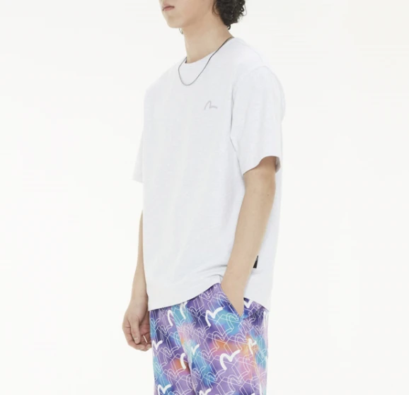 商品Evisu|【享贝家】（国内现货-QD）EVISU 福神 背后大标休闲宽松短袖T恤 男女同款 浅灰色 EU5UTS903MG,价格¥114,第5张图片详细描述