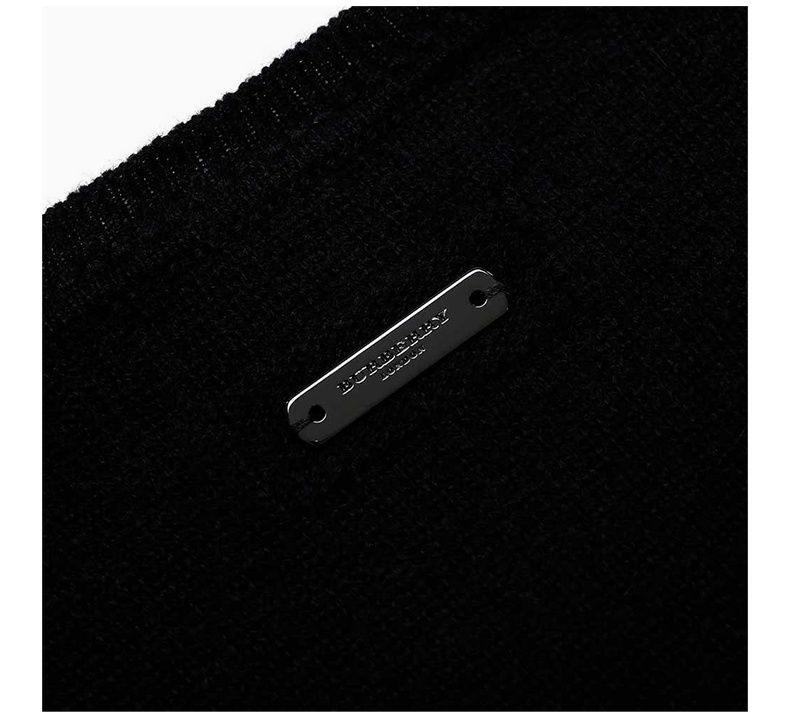 商品Burberry|BURBERRY 女士黑色短袖圆领毛衣 3944274,价格¥2859,第7张图片详细描述