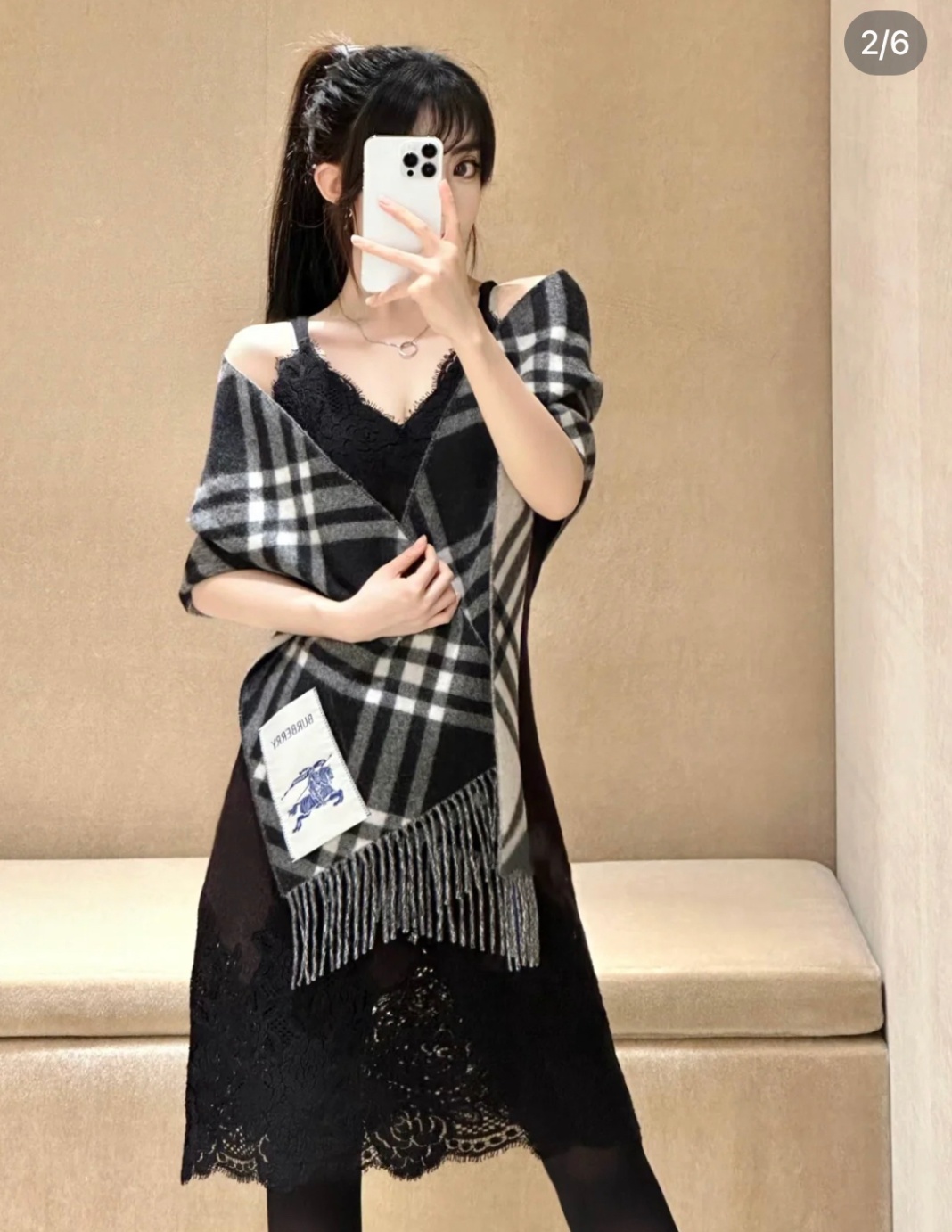 商品Burberry|【预售一周】BURBERRY博柏利围巾男女 格纹羊绒围巾明星同款80996501,价格¥3610,第5张图片详细描述