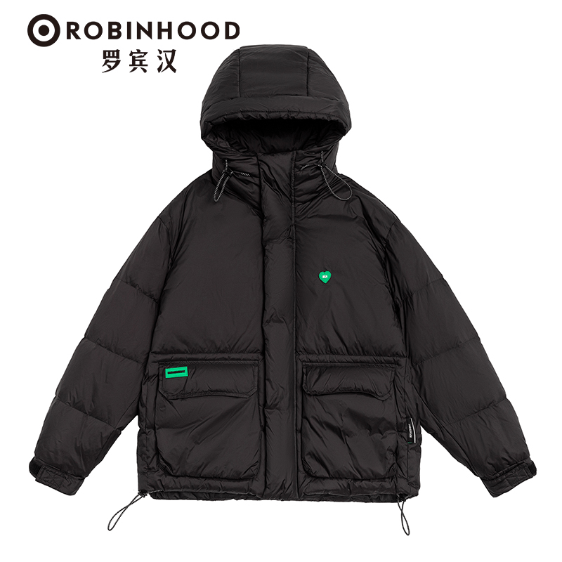 商品[国内直发] ROBINHOOD|罗宾汉爱心短款羽绒服-R128Y7004G-黑色,价格¥448,第3张图片详细描述