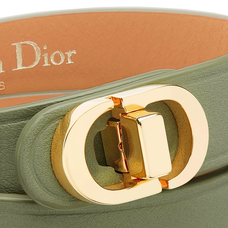 商品Dior|迪奥 23年新款 女士绿色小牛皮配金色金属双圈手链,价格¥3845,第3张图片详细描述