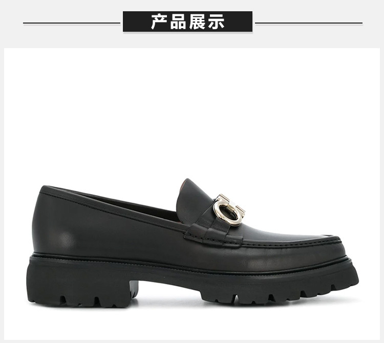 商品Salvatore Ferragamo|Salvatore Ferragamo 菲拉格慕 男士黑色乐福鞋 02-B200-696083 logo可旋转,价格¥3890,第5张图片详细描述