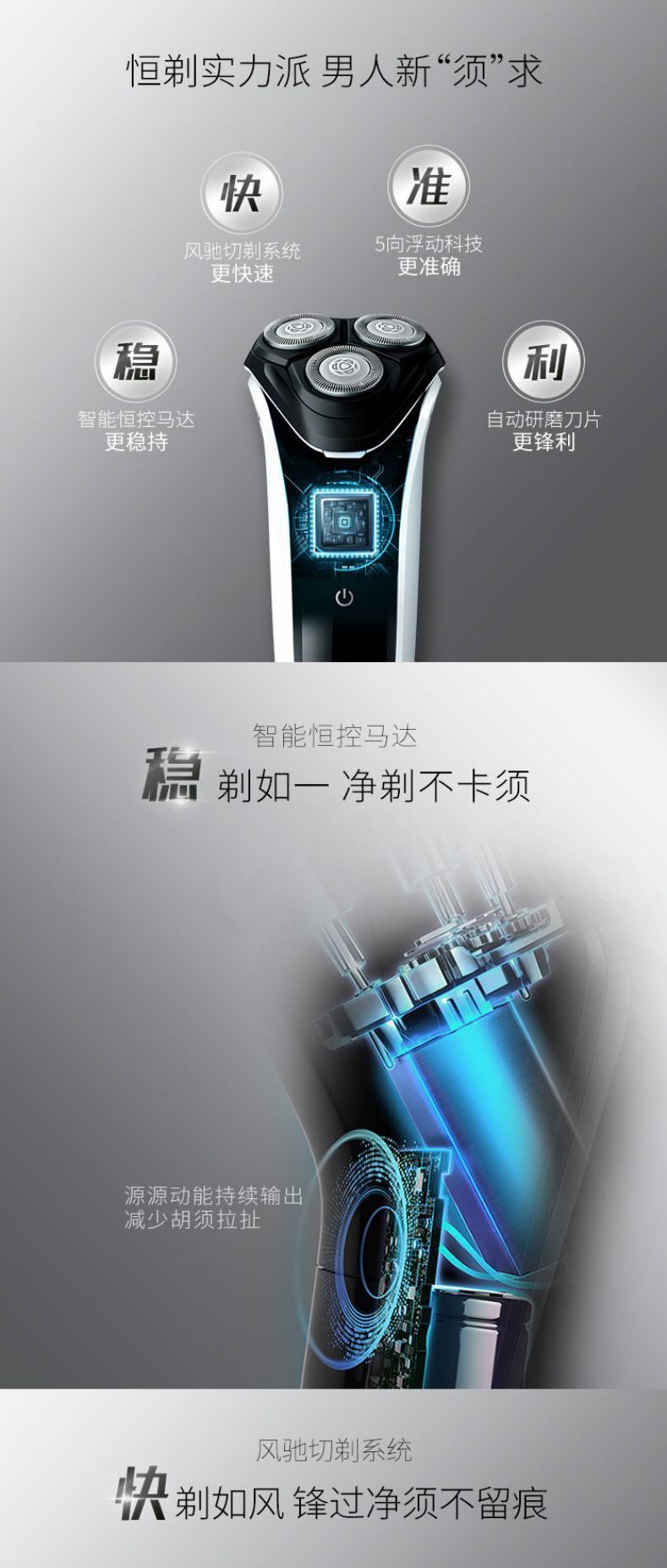 商品[国内直发] Philips|飞利浦男士电动剃须刀旋转式刮胡刀S3103/06正品进口刀头,价格¥649,第1张图片详细描述