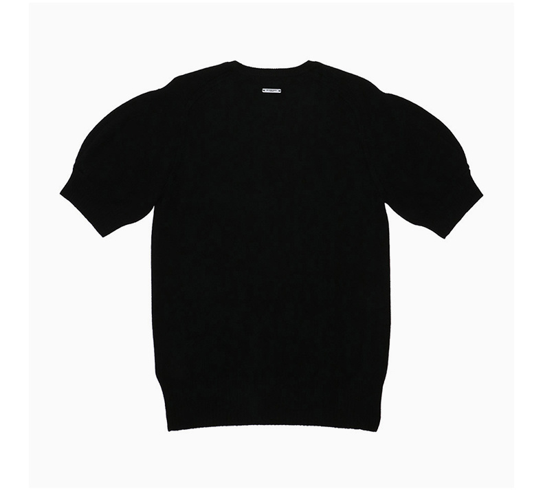 商品Burberry|BURBERRY 女士黑色短袖圆领毛衣 3944274,价格¥2859,第5张图片详细描述