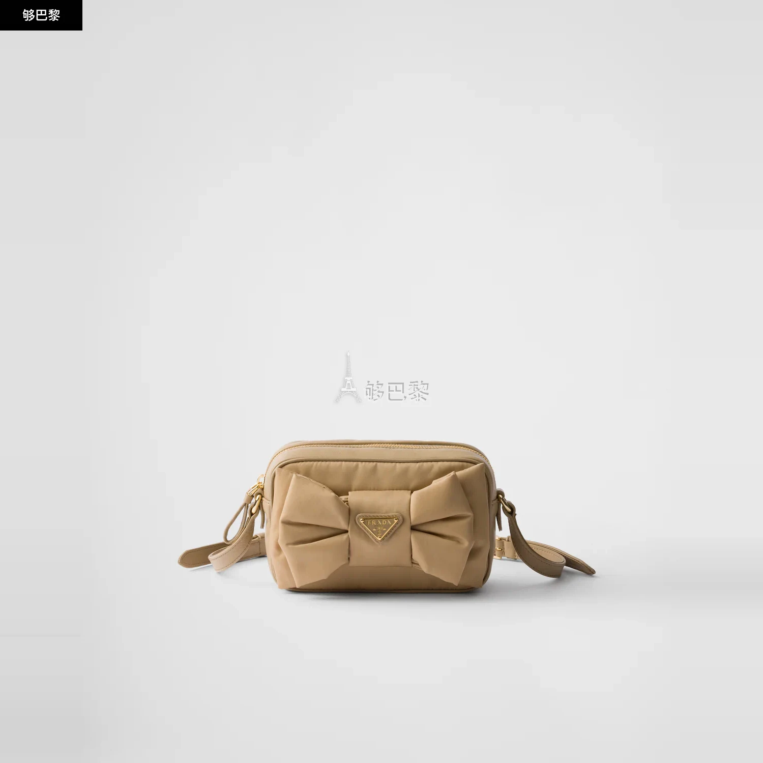商品Prada|【预售】 普拉达 25春夏 女士 单肩包 Mini sac à bandoulière en Re-Nylon et cuir nappa avec nœud 1BH166_RP0C_F0040_V_DXO,价格¥13107,第2张图片详细描述