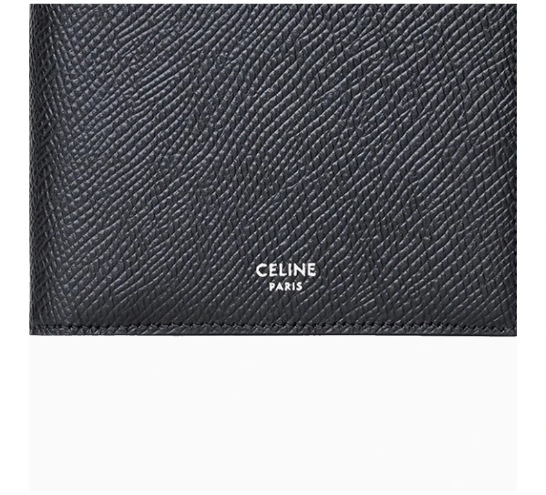 商品Celine|CELINE/赛琳 经典款 男士黑色粒面小牛皮零钱兜双折短款轻薄钱包 10C873-BEN-38SI,价格¥3435,第8张图片详细描述