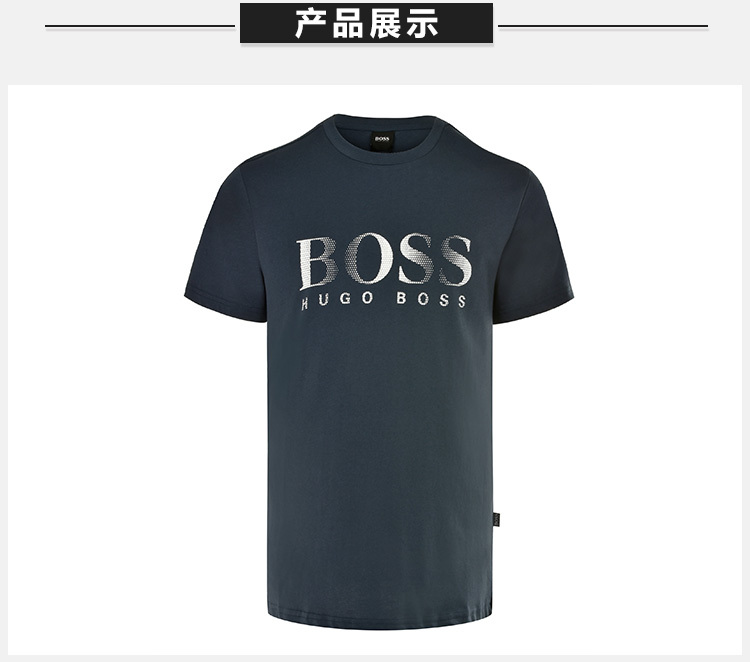 商品Hugo Boss|Hugo Boss 雨果博斯 深蓝色纯棉男士短袖T恤 T-SHIRTRN-50332287-413,价格¥459,第6张图片详细描述