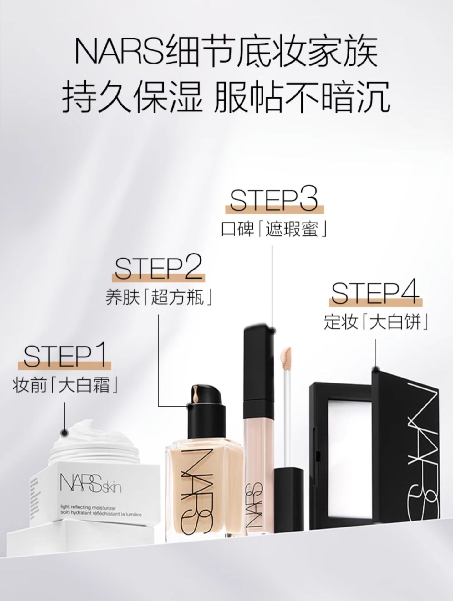 商品NARS|NARS 纳斯 圣诞限定金壳大白饼蜜粉饼定妆带粉扑 10g 细腻控油持妆轻,价格¥290,第7张图片详细描述