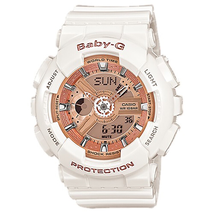 商品[国内直发] Casio|卡西欧（CASIO）女表 BABY-G少女时代女黑金潮流双显多功能电子防水运动手表 白玫瑰金BA-110-7A1-白玫瑰金-BA-110-7A1,价格¥1002,第6张图片详细描述