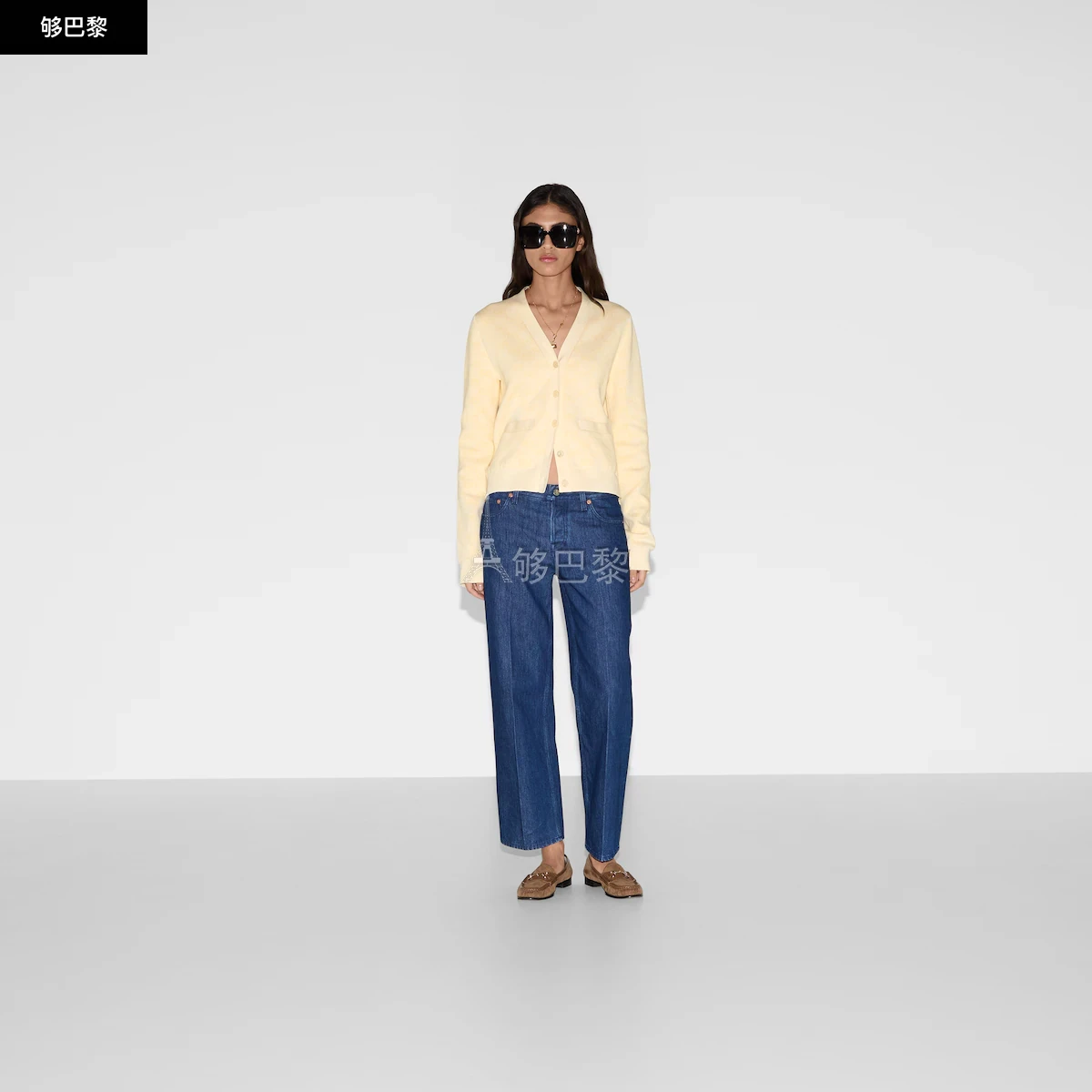 商品Gucci|【预售】 古驰 25春夏 女士 针织衫 精棉GG提花针织开衫 818735 XKEOH 7413 ,价格¥12529,第4张图片详细描述