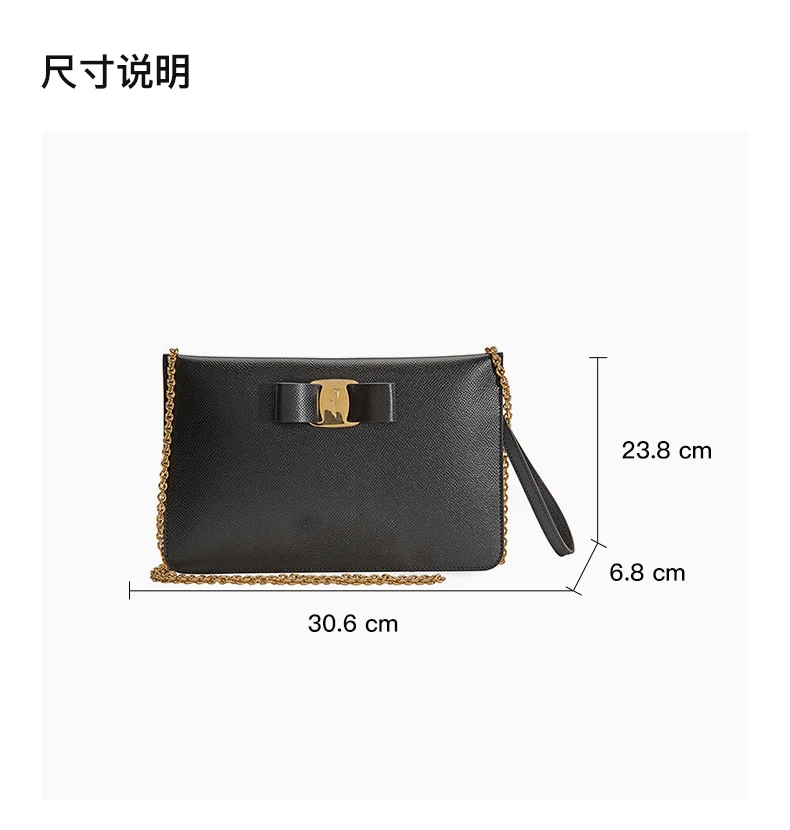 商品Salvatore Ferragamo|SALVATORE FERRAGAMO 女士黑色蝴蝶结牛皮迷你单肩包 22-D720-717000,价格¥3599,第4张图片详细描述