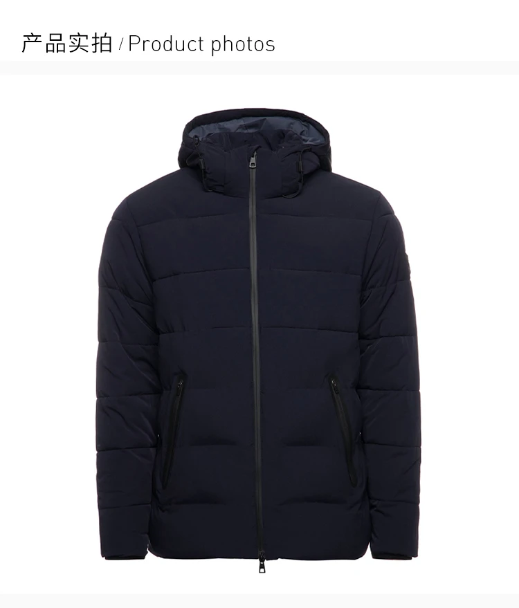 商品Emporio Armani|Emporio Armani 安普里奥 阿玛尼 男士黑蓝色锦纶氨纶混纺连帽棉服长袖拉链外套时尚夹克 6GPB23-NB7Z-1578,价格¥2006,第4张图片详细描述