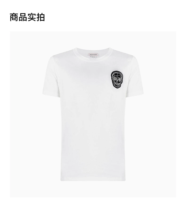 商品Alexander McQueen|ALEXANDER MCQUEEN 亚历山大·麦昆 男士白色T恤 631390-QPX03-9000,价格¥2174,第3张图片详细描述