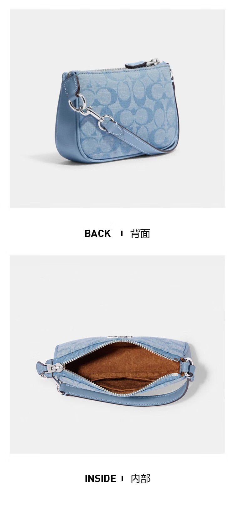 商品[国内直发] Coach|COACH/蔻驰 小号女士PVC配皮手拿包 CI027SVM6A 送礼好物,价格¥922,第5张图片详细描述