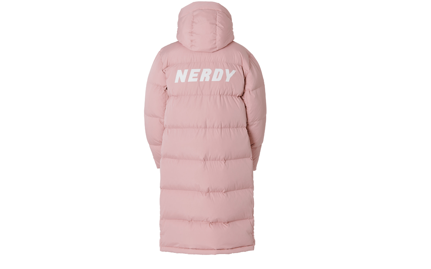 商品NERDY|【享贝家】NERDY 字母长款连帽羽绒服外套 男女同款 粉色（预售款，10天发货） PNEW21DJ06,价格¥723,第2张图片详细描述
