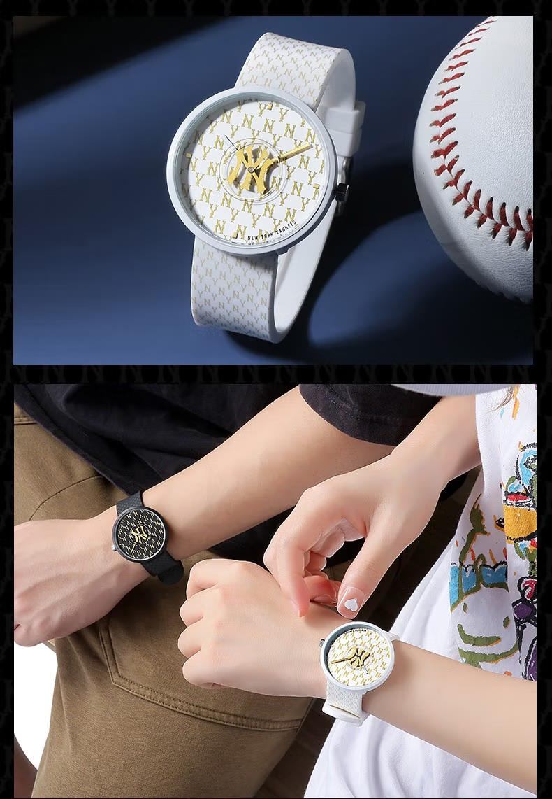 商品[国内直发] MLB|潮流时尚中性欧美硅胶带防水石英老表MLB-NY6007 黑老花满标,价格¥274,第9张图片详细描述
