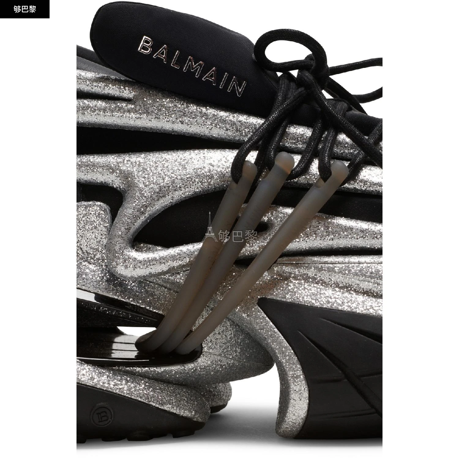 商品Balmain|【特惠8.7折】包邮包税【预售7天发货】 BALMAIN 男士 休闲运动鞋 Unicorn 氯丁橡胶和皮革运动鞋  BLMNG62DSIL,价格¥8916,第5张图片详细描述