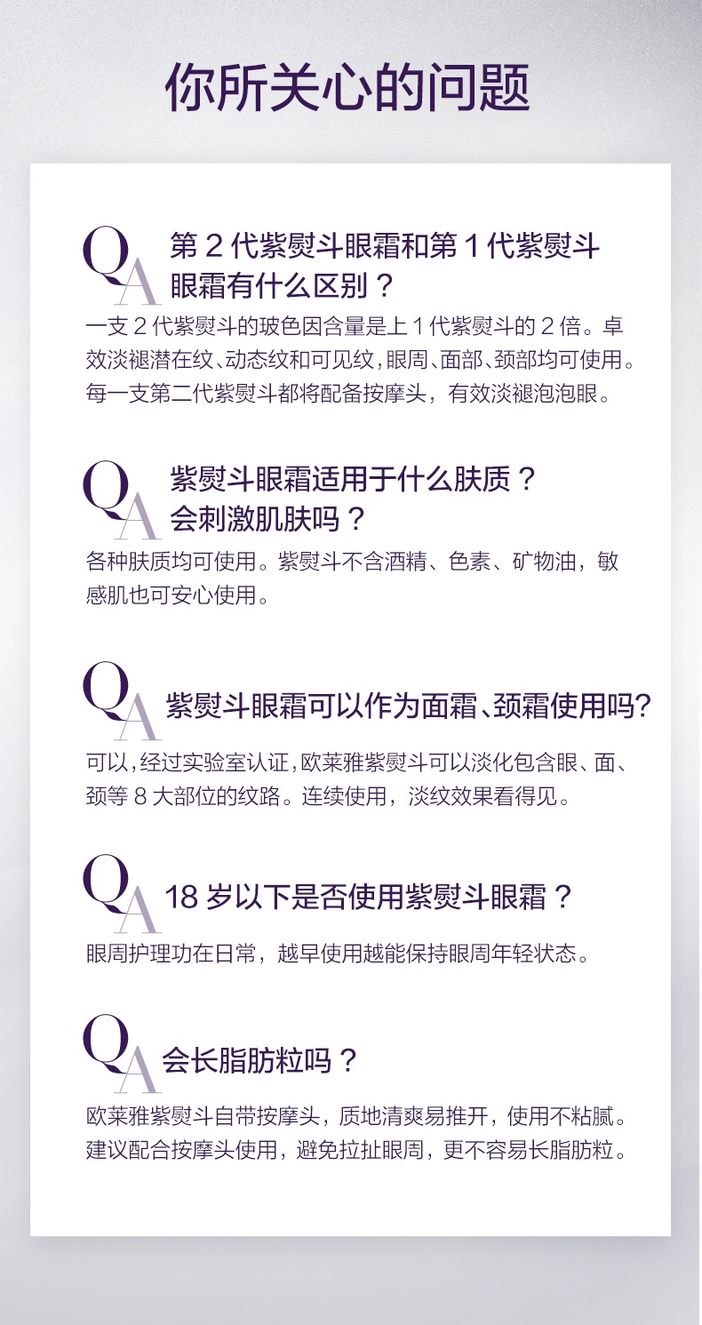 商品[国内直发] L'Oreal Paris|欧莱雅玻尿酸全新玻色因PRO紫熨斗全脸眼霜(第二代)按摩头30ml赠7.5ml*4支,价格¥288,第15张图片详细描述