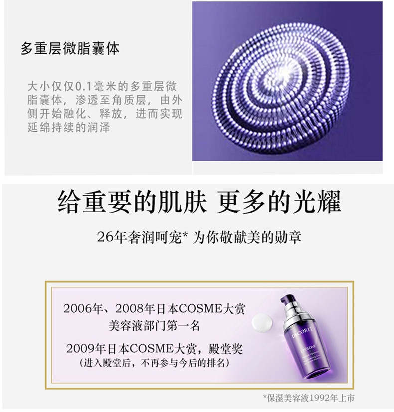 商品[国内直发] Cosme Decorte|COSME DECORTE黛珂小紫瓶精华肌底液60ML 深层补水滋润保湿修护,价格¥627,第4张图片详细描述