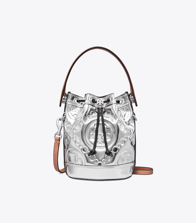 商品Tory Burch|汤丽柏琦T MONOGRAM 迷你撞色压花水桶包（香港仓发货）,价格¥2548,第28张图片详细描述