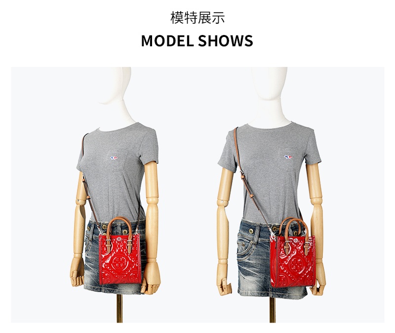 商品Tory Burch|托里·伯奇tb女士红色漆皮LGO压花托特包斜挎包结婚喜庆红包（香港仓发货）,价格¥2377,第5张图片详细描述