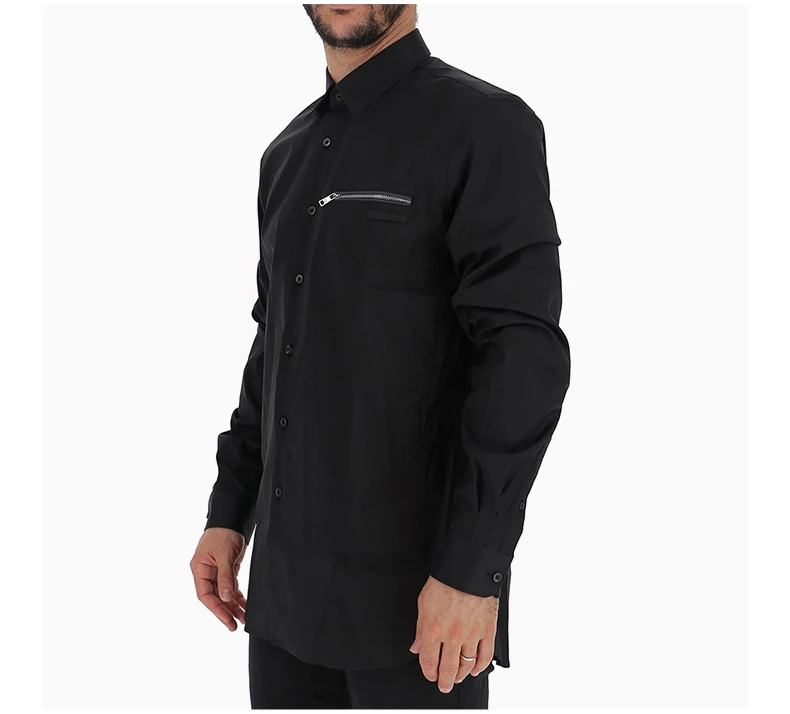 商品Prada|PRADA 普拉达 男士黑色棉质衬衫 UCN212-X08-F002L,价格¥3673,第5张图片详细描述