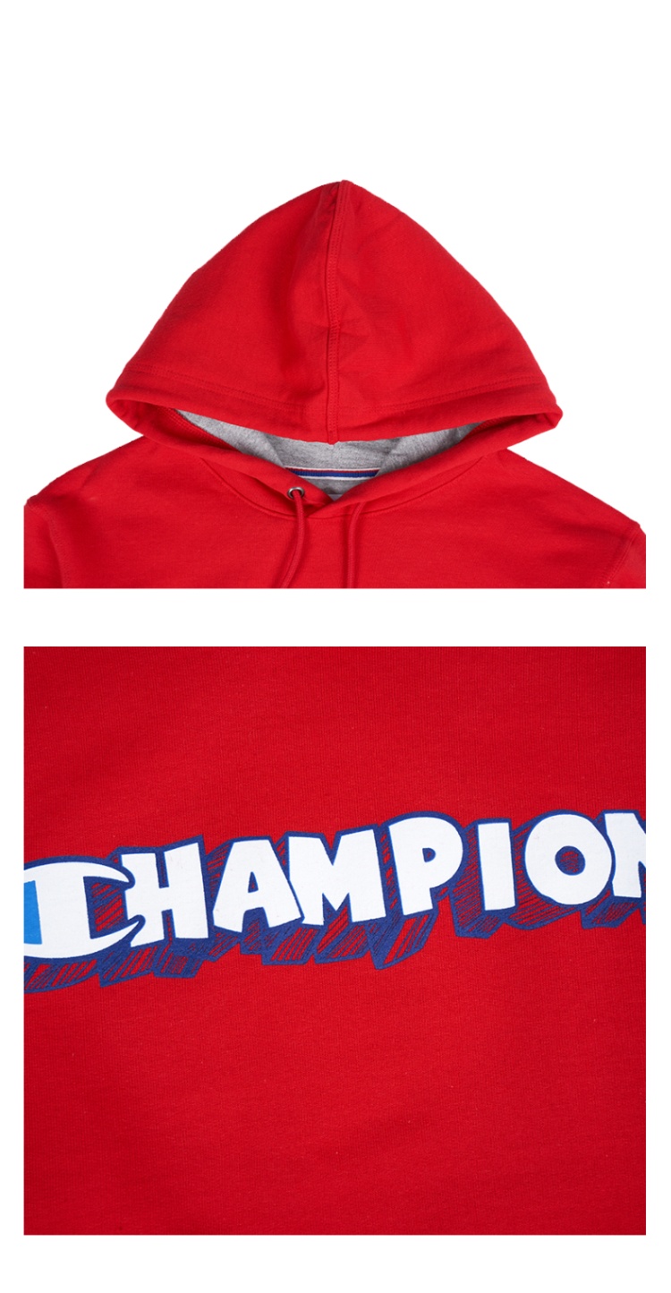 商品CHAMPION|冠军美版卫衣印花加绒男女宽松套头草写帽衫GF89H-586MZA,价格¥352,第16张图片详细描述