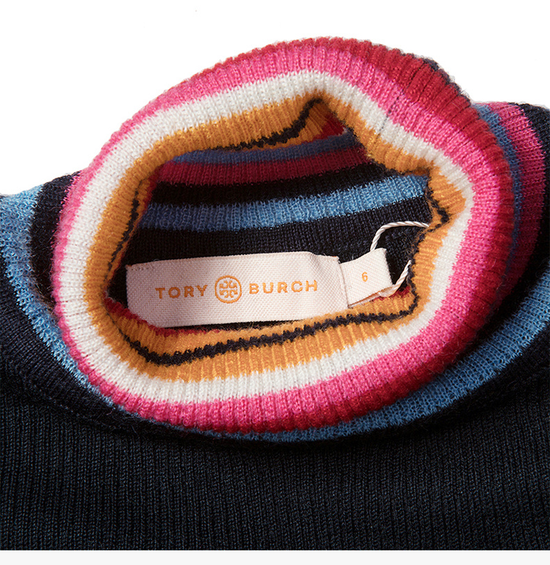 商品Tory Burch|TORY BURCH 女士深蓝色羊毛针织高领毛衣 51816-405,价格¥491,第5张图片详细描述