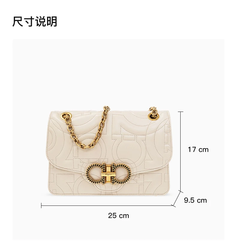 商品[国内直发] Salvatore Ferragamo|SALVATORE FERRAGAMO 女士绗缝翻盖包 21-H168-720499,价格¥10349,第3张图片详细描述