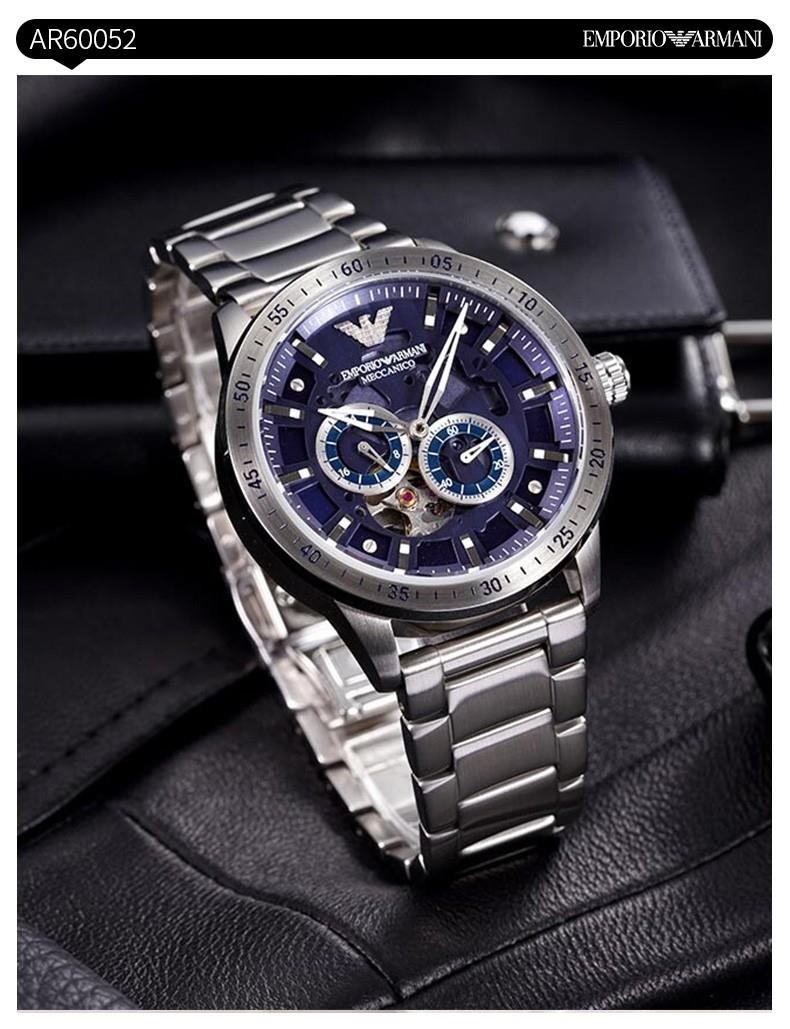 商品[国内直发] Emporio Armani|2022款镂空自动机械时尚休闲钢带绿色手表男款AR60053,价格¥3141,第5张图片详细描述