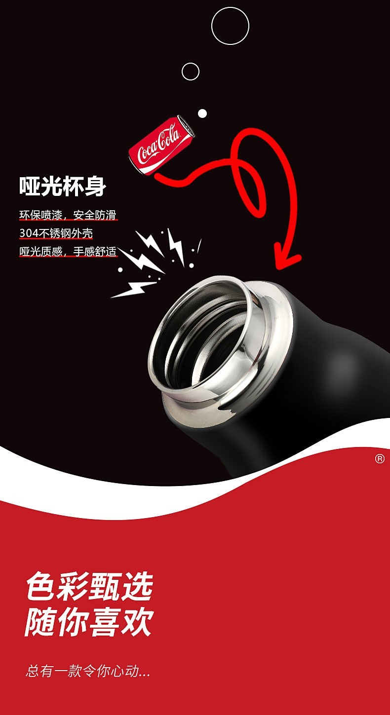 商品GERM|日本GERM格沵 可口可乐联名款运动杯 保温杯 350ML（红/白/黑色） ,价格¥302,第8张图片详细描述
