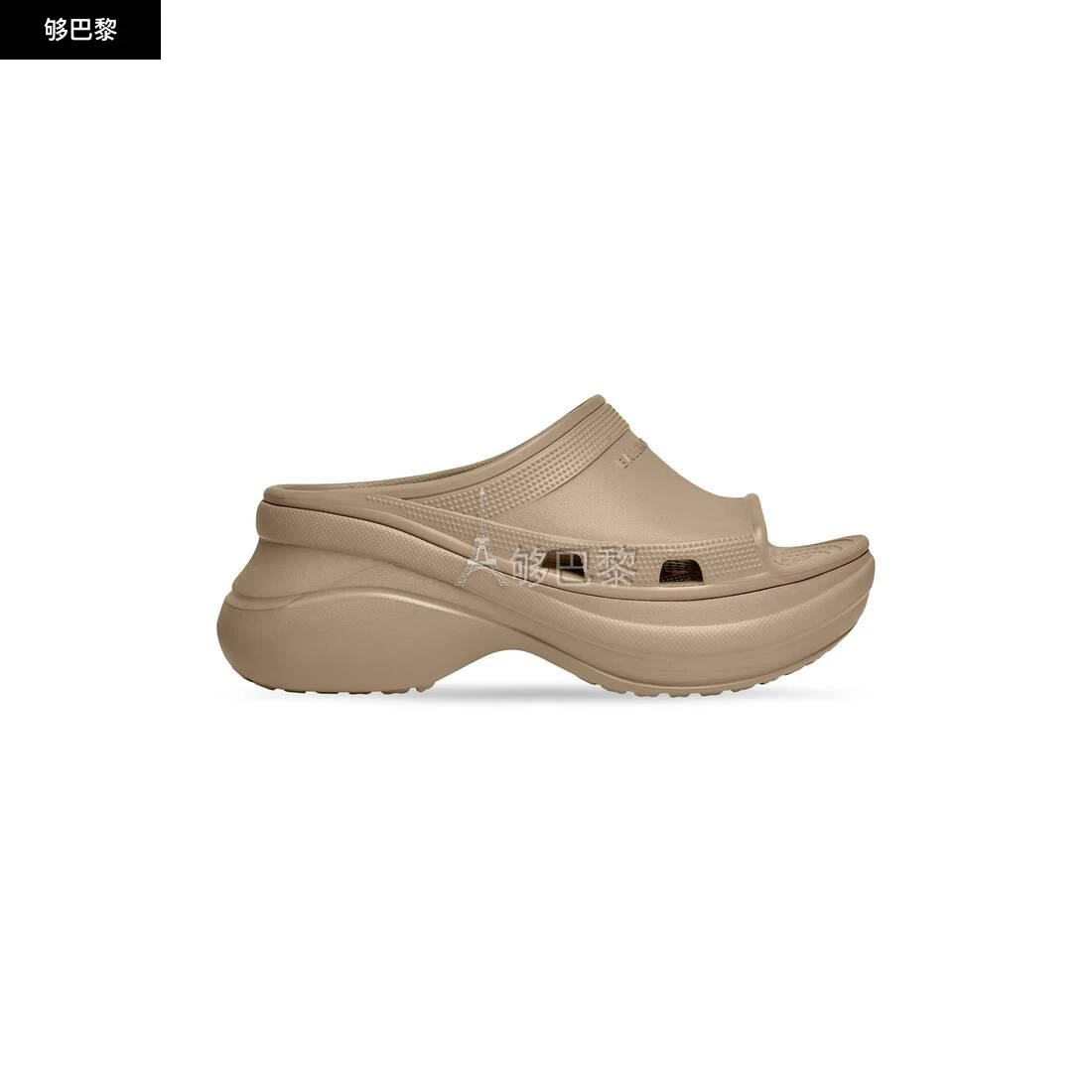 商品Balenciaga|【预售】 巴黎世家 24秋冬 女士 厚底鞋 POOL CROCS™女士拖鞋式凉鞋 677389W1S8E2500,价格¥4677,第3张图片详细描述