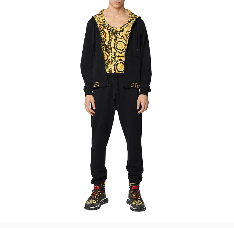 商品Versace|VERSACE 男士黑色希腊回纹镶边运动连帽衫 AGU03005-A233025-A1008,价格¥3279,第7张图片详细描述