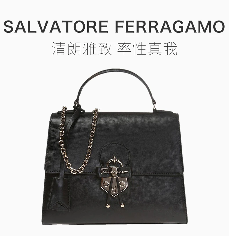 商品[国内直发] Salvatore Ferragamo|Salvatore Ferragamo 菲拉格慕 女士牛皮黑色手提单肩包 21-H127-696231,价格¥9087,第1张图片详细描述