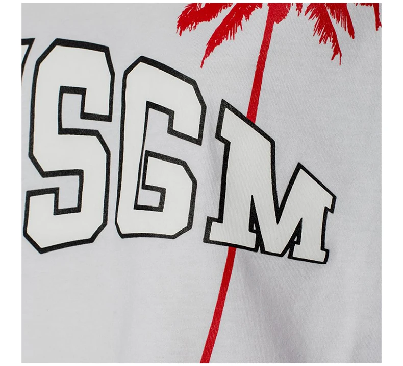 商品MSGM|MSGM 女士白色棉质字母LOGO红色图案印花圆领短袖T恤 MDM164-298-01,价格¥620,第8张图片详细描述