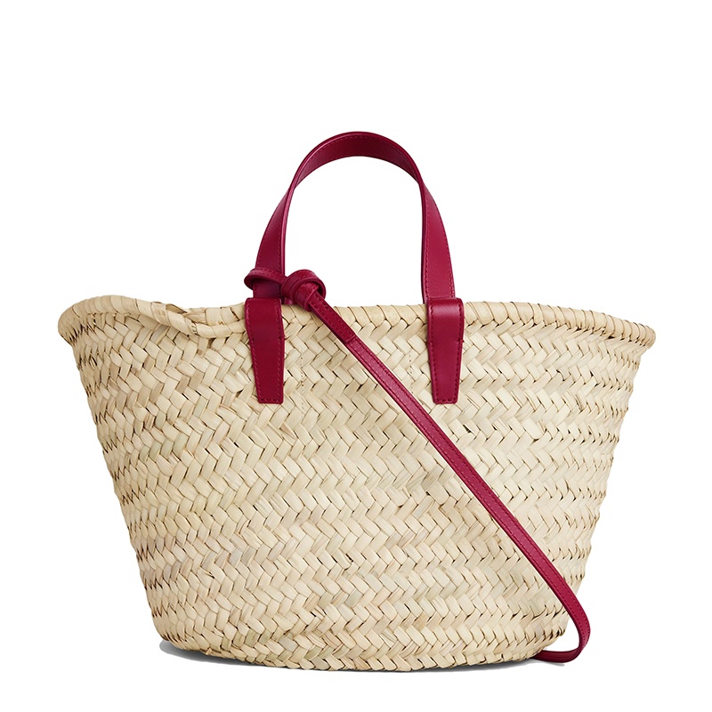 商品Celine|【包税】CELINE/赛琳 22新款TEEN TRIOMPHE系列 女士胭脂红色牛皮革棕榈叶编织凯旋印花手提单肩篮子包194002CGG.27CA,价格¥4769,第4张图片详细描述