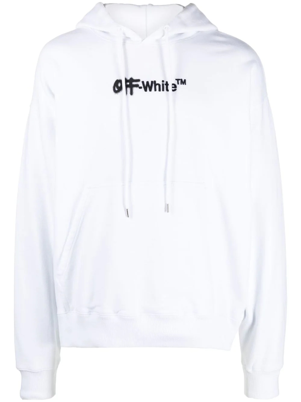 商品Off-White|OFF WHITE 男士白色棉质黑色字母LOGO印花连帽卫衣 OMBB085F22FLE002-0110,价格¥2760,第3张图片详细描述